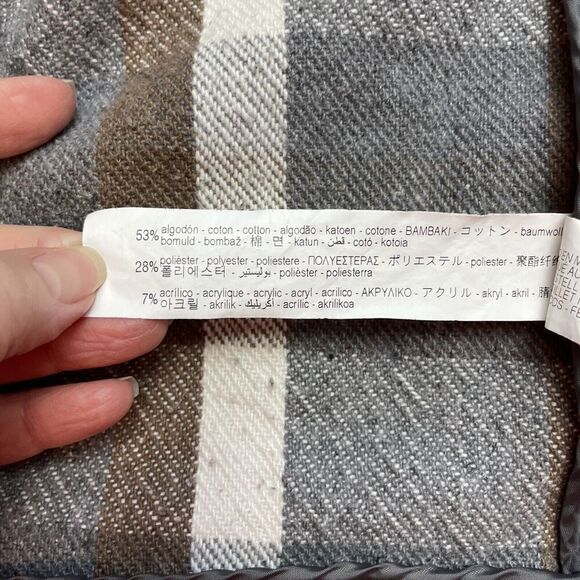 Zara Heavy Twill Overshirt Shacket Mens M Tan Gray Plaid Relaxed Fit Shirt - Picture 4 of 10